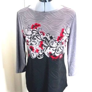 Womens Black/Red/ Grey Tunic Sz Small